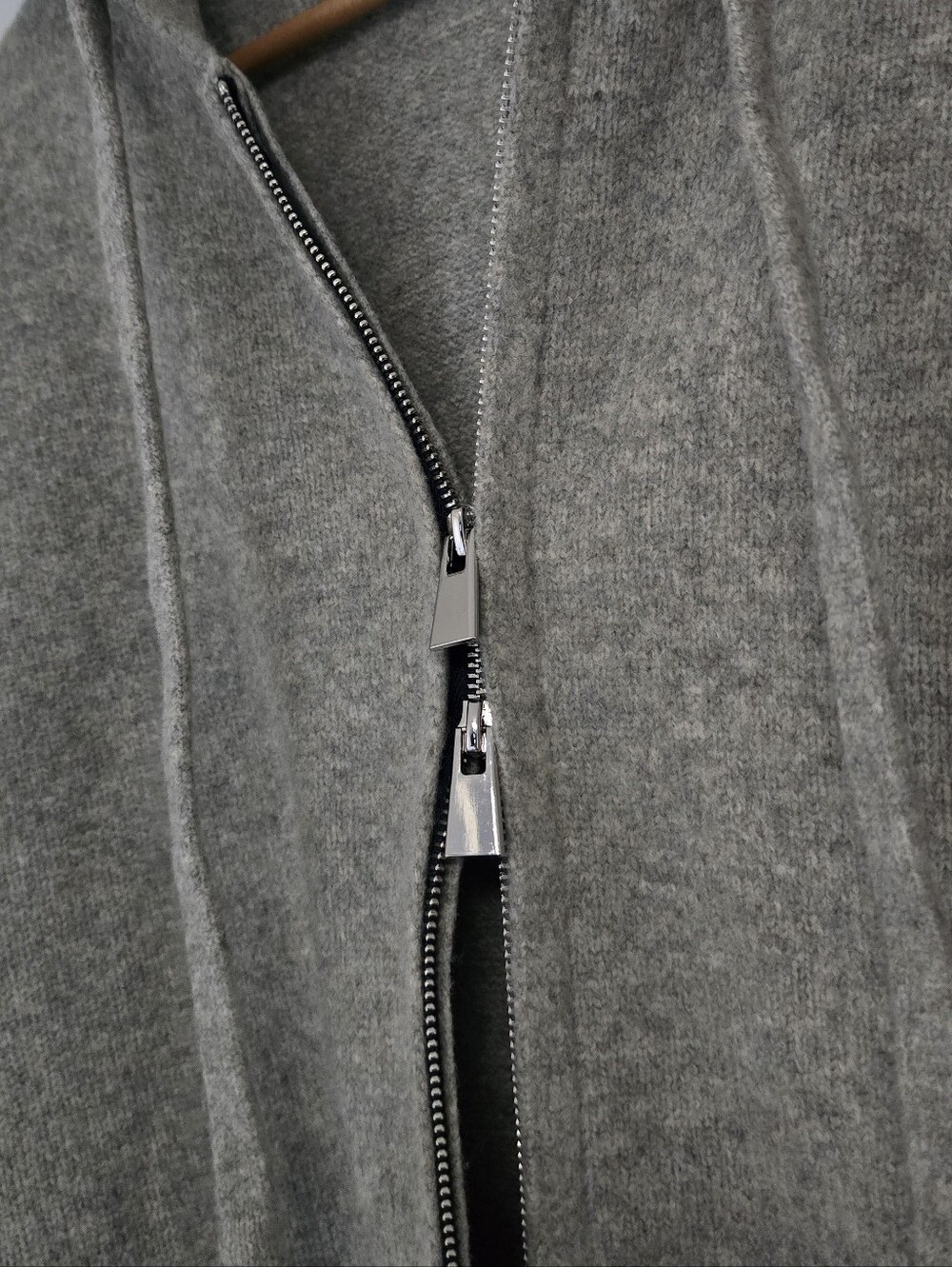 Zara Double Zip Front Cropped Hpoded Sweater in Gray - Picture 7 of 11
